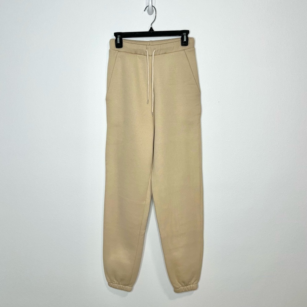 ASOS Design High Rise Jogger Sweatpants Loungewear Beige Tan Sz US 2 Tall NWOT